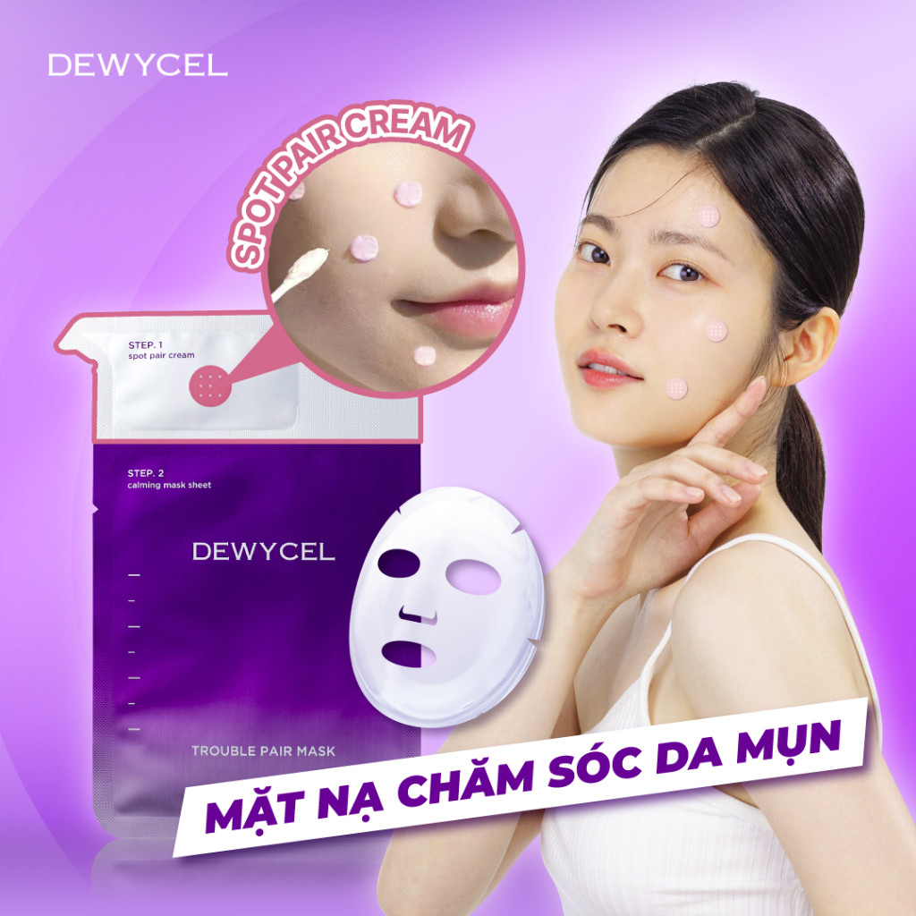 Mặt nạ Cải Thiện Da Mụn Và Chống Lão Hóa Dewycel Trouble Pair Mask - 1 miếng