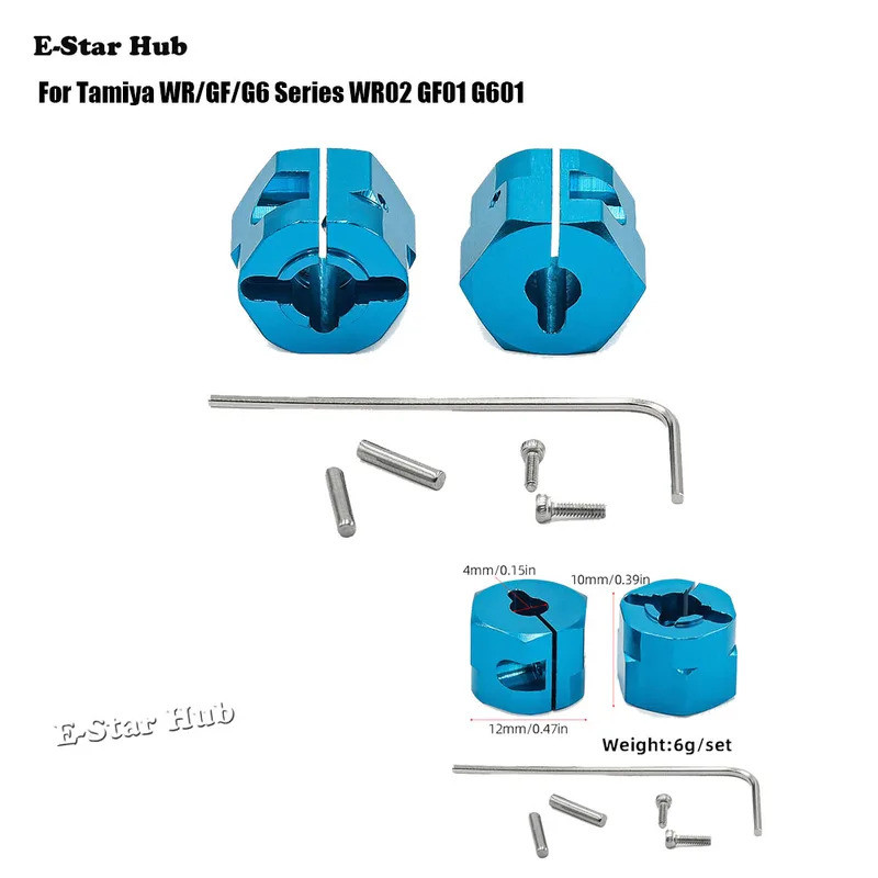 2 cái bộ chuyển đổi trục lục giác kim loại 12mm cho xe bánh xích RC Tamiya WR/GF/G6 Series WR02 GF01