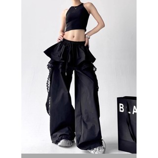 2025 trang phục mùa hè mới cho phụ nữ phiên bản Hàn Quốc thiết kế giả hai mảnh thời trang chân váy ren màu đồng nhất quần ống rộng