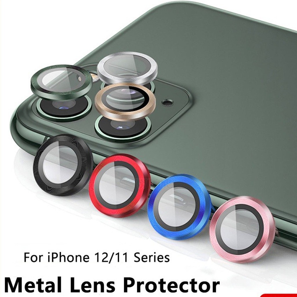 Bảo Vệ Ống Kính Máy Ảnh 2 Cái / 3 Chiếc Tương Thích Cho iPhone 16 11 12 13 14 15 Pro Max Mini Plus Màu Vòng Tròn Camera Kim Loại Full Cover Kính Cường Lực Bảo Vệ