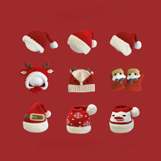  Mũ Giáng Sinh Trẻ Em Mùa Đông Lông Cừu Màu Đỏ Ấm Áp Lễ Hội Bé Trai Bé Gái Khăn Dệt Kim Giữ Ấm 