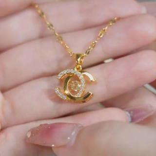 Vòng Cổ Thép Titan 18K Mạ Vàng Hình Chữ C Mặt Dây Chuyền Vòng Cổ Xương Đòn Dây Chuyền Bán Chạy Vòng Cổ Nữ Tính Khí Xương Đòn Dây Chuyền Vòng Cổ