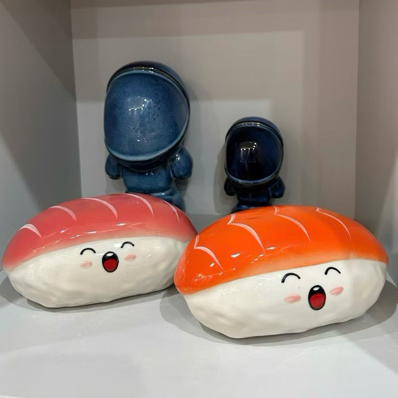 Heo sứ tiết kiệm - Sushi cá hồi đựng tiết kiệm - Heo đất tiết kiệm - Ống Tiết Kiệm Đựng Tiền