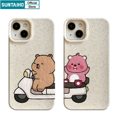 Suntaiho Vỏ Dễ Thương Vui Nhộn Capybara Họa Tiết Loopy Ốp lưng Iphone 16 15 14 13 12 11 Pro Max IP 7 8 Plus Iphon X Xs XR Xs Max Silicon Mềm Cao Cấp Chống Sốc Ốp Lưng