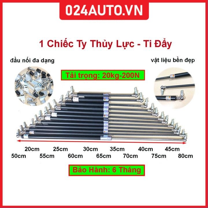 Ty chống thủy lực cốp sau, capo chịu tải 200N (20kg) chiều dài từ 20-80cm (giá/ 1chiếc)