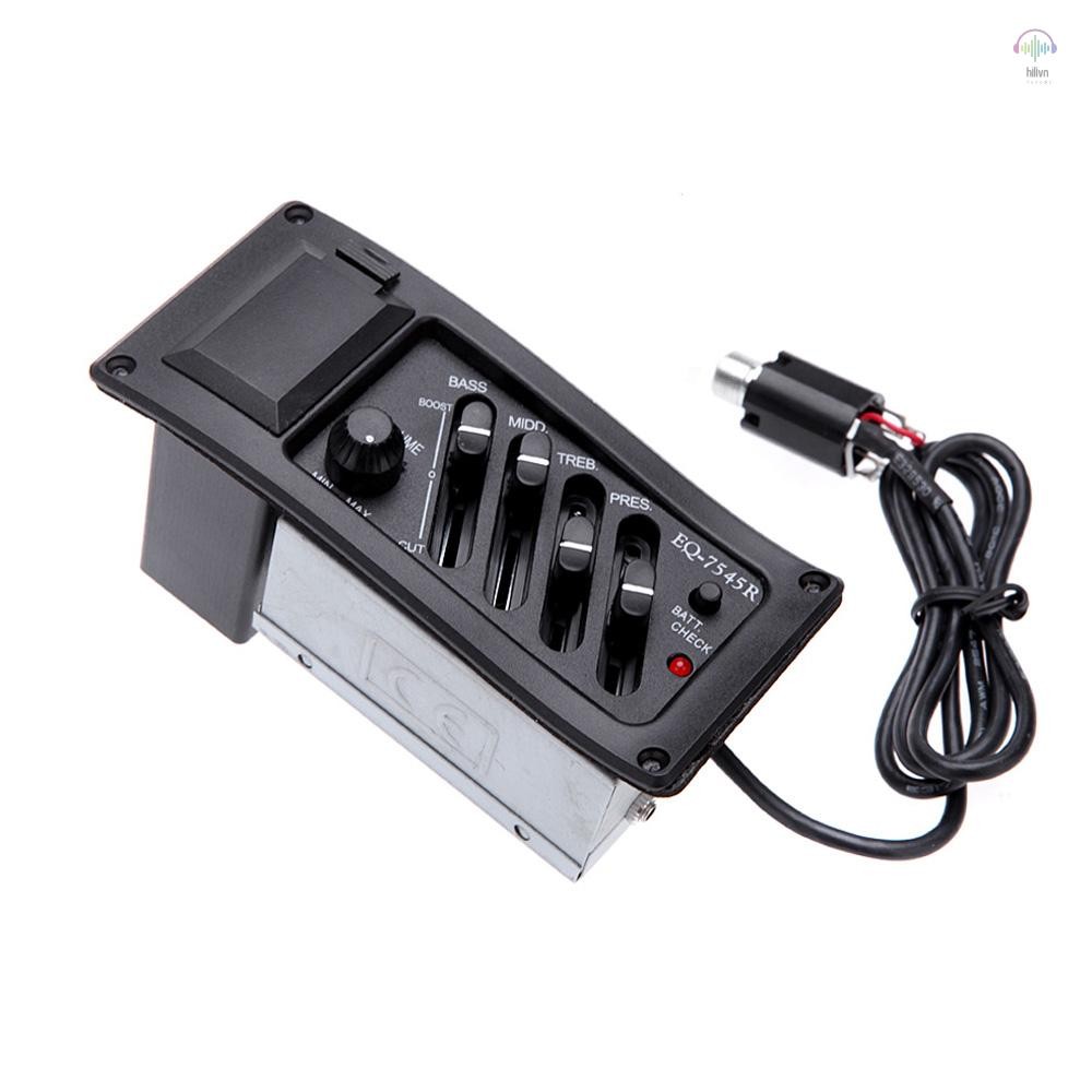 4-band EQ Equalizer Piezo Pickup EQ-7545R Pre-Amp Acoustic Guitar Preamp Amplifier Tuner