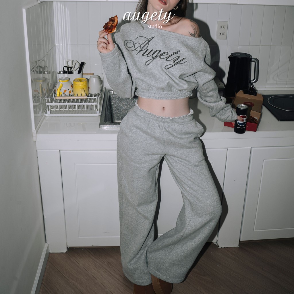 Quần Nỉ Dài Form Ống Suông Rộng Augety Studio, Cosie Sweatpants
