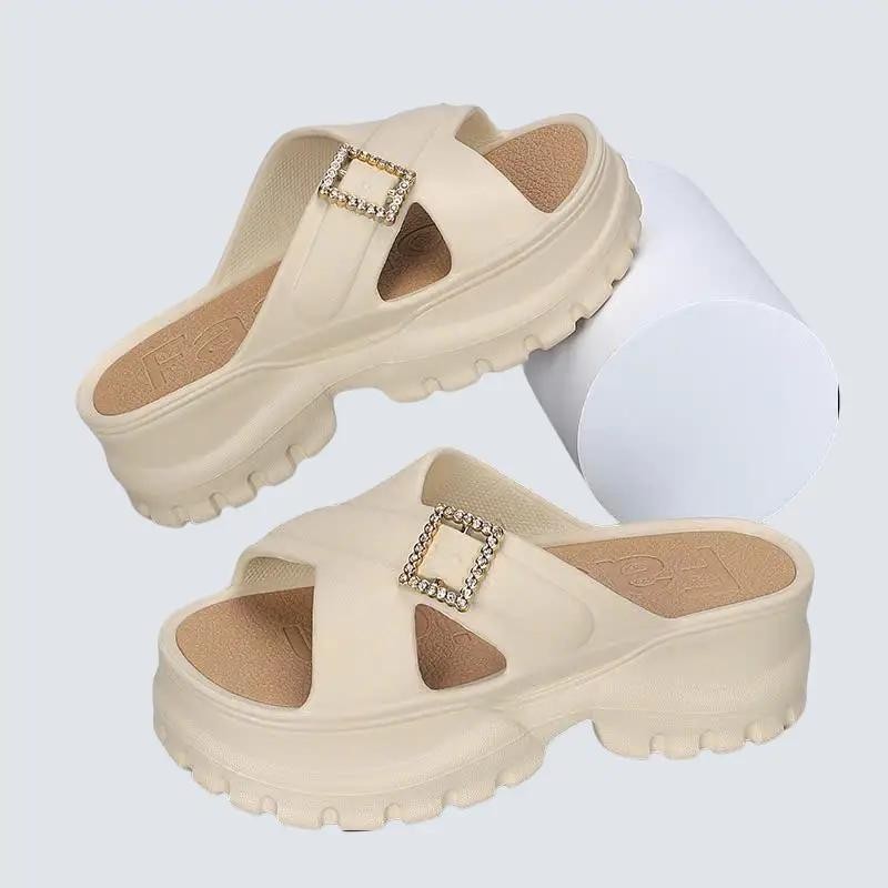 Dép lê nữ-Dép nữ nâng đế 6cm tôn chiều cao 2 màu quai chéo MSP 2022