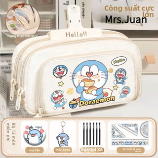  Hộp bút Doraemon 3 ngăn dễ thương - Túi đựng bút học sinh tiểu học cấp 2 3 nhiều ngăn tiện dụng 