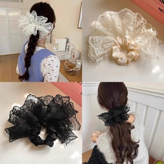 Phong Cách Ba Lê Cổ Tích Ren Lông Tơ Dây Buộc Tóc Scrunchies Phụ Kiện Tóc