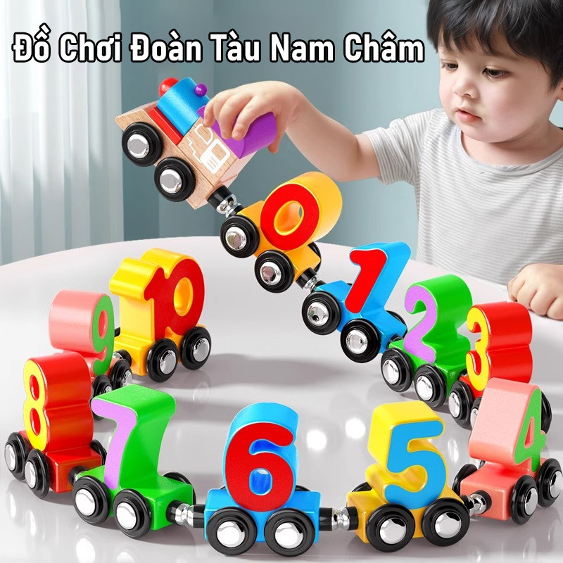 Đoàn Tàu Nam Châm Số Đếm Bằng Gỗ Cho Bé (12/27 toa - size to) Đồ Chơi Thông Minh Cho Bé Phát Triển Tư Duy Trí Tuệ