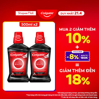 Bộ 2 Nước súc miệng Colgate trắng răng Optic White than hoạt tính 500ml