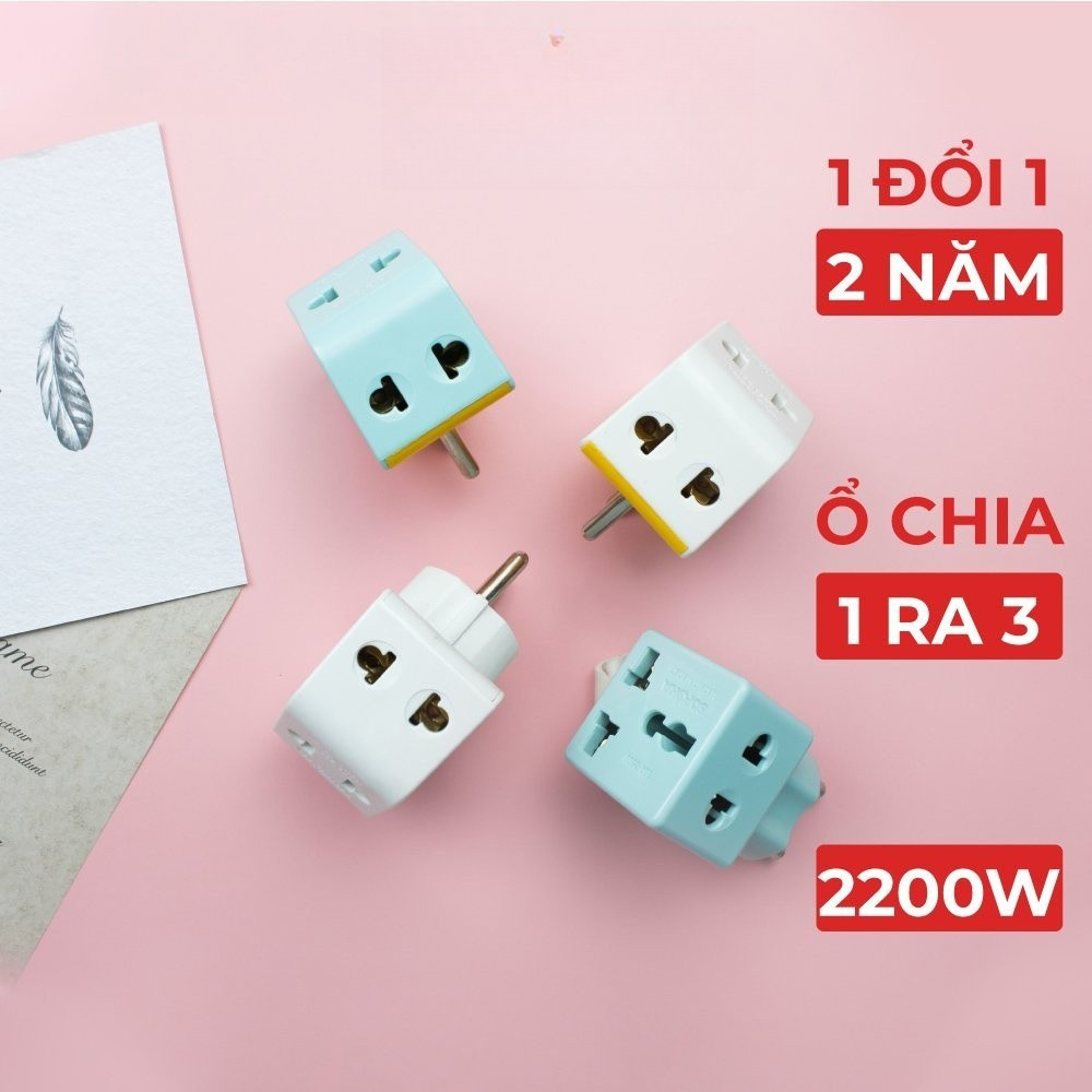 Phích cắm chia ổ điện SOPOKA chia điện đa năng 2/3 cửa P11 P12 P15 chịu tải 2200W