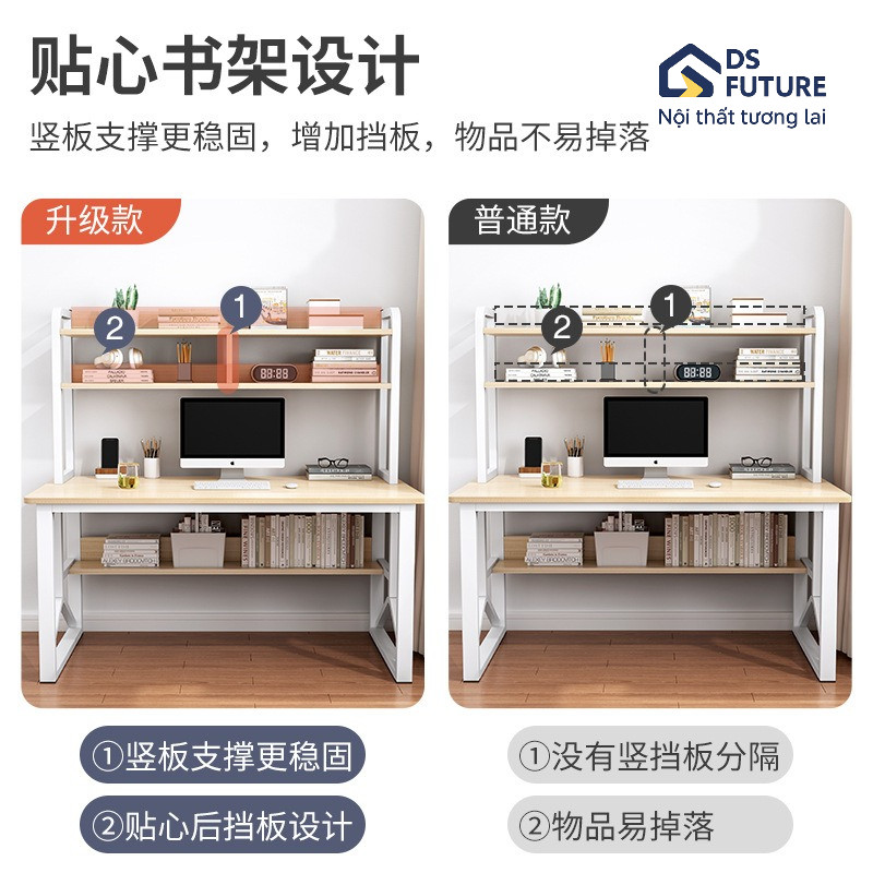 Bàn học kệ sách gỗ mdf, mặt bàn bo góc an toàn cho bé, bàn làm việc 1m2 chân sắt cứng cáp chịu tải 200kg [U4 KS] | BigBuy360 - bigbuy360.vn