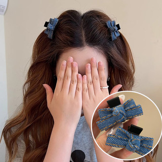 Denim Nơ Ruy Băng Kẹp Tóc Thời Trang Đơn Giản Bên Nổ Móng Vuốt Tóc Mini Tinh Tế Cá Mập Kẹp Cho Bé Gái 