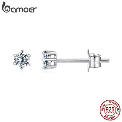 Bông Tai Bạc Bamoer 925 Sáu Prong Moissanite S Trang Sức Nữ Quà Tặng