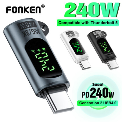 Fonken PD240W Màn hình kỹ thuật số Bộ chuyển đổi USB-C 8K @ 60HZ 80Gbps Type-C sang Type-C Bộ chuyển đổi thông minh cho iPh 16 Samsung