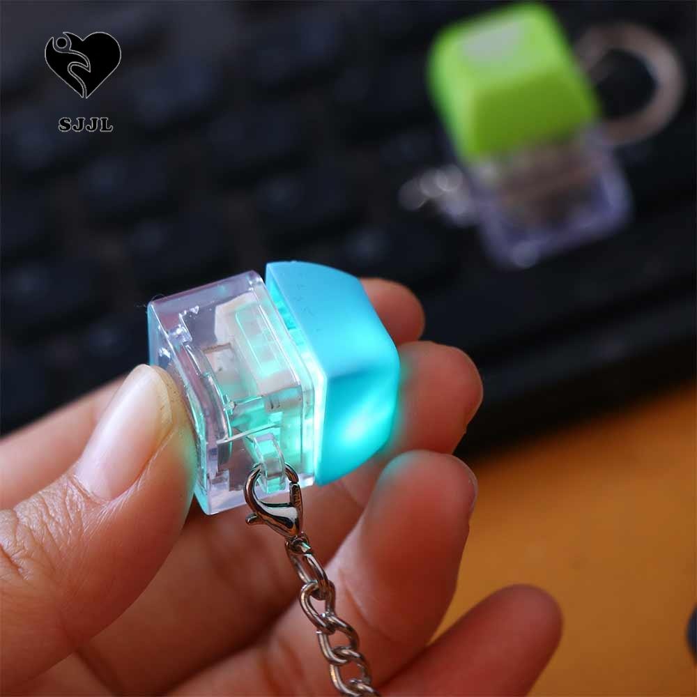 Móc khóa bàn phím cá gỗ SJJL, nút bàn phím LED Bàn phím cơ Móc chìa khóa, Đồ chơi EDC Fidget có thể 