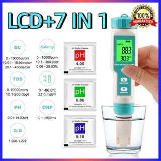 [SALE MẠNH]Bút kiểm tra chất lượng nước, đo độ mặn nước 7 là 1 pH/TDS/EC/độ mặn/nhiệt độ, kèm theo 3 gói pH tiêu chuẩn