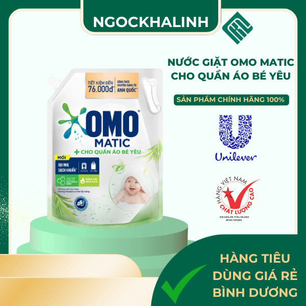 Nước giặt OMO Matic cho Quần áo Bé yêu