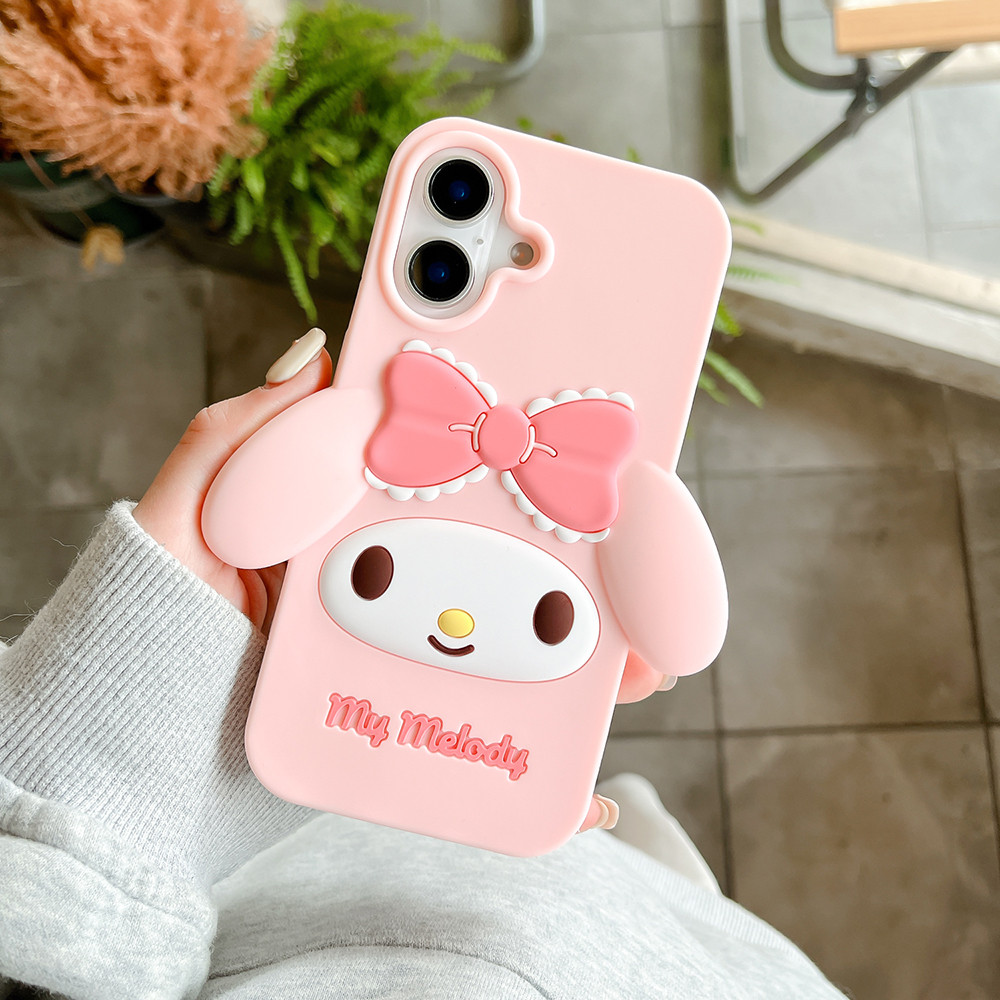 Kawaii Phim Hoạt Hình Sanrio My Melody Ốp Lưng Silicon Mềm Cho iPhone 16 15 14 Plus 13 12 Pro Max