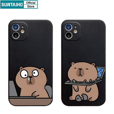 Suntaiho Vỏ Dễ Thương Ngộ nghĩnh Họa Tiết Capybara Ốp Điện Thoại Cho Iphone 16 15 14 13 12 11 Pro Max IP 7 8 Plus Iphon X Xs XR Xs Max Silicon Mềm Cao Cấp Chống Sốc Ốp Lưng