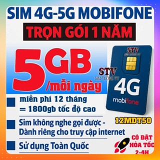 [mua 1 tặng 1] Sim 4G Mobifone 12mdt50,6mdt150, mdt350 trọn gói miễn phí 12 tháng không nạp tiền