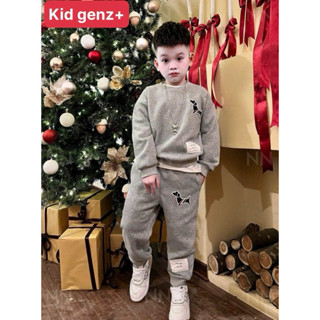  bộ áo nỉ cổ tròn thom xám cho bé  set áo sweater trẻ em unisex bé trai thu đông . kid genz 