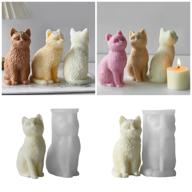 Khuôn Silicone Thủ Công Hình Mèo Ngồi Làm Resin Nghệ Thuật, Phù Hợp Làm Đồ Handmade