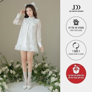 Đầm sơ mi cổ đức chân bèo 1S86.2407OG, váy sơ mi cổ đức kiểu dáng baby suông tiểu thư đáng yêu thiết kế bởi JM Dress