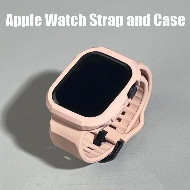 Ốp Silicon + Dây Đeo cho Apple Watch Series 10 9 46mm 8 7 cho Iwatch Ultra 2 Series 6 5 4 SE Vỏ Bảo 