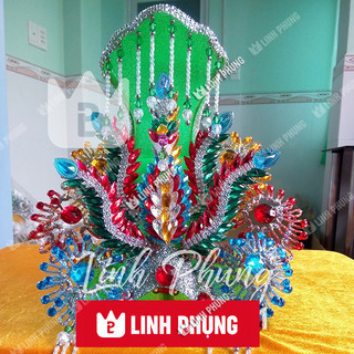 Mão bà Địa Mẫu khung lưới đính đá mẫu ngũ sắc (không áo)