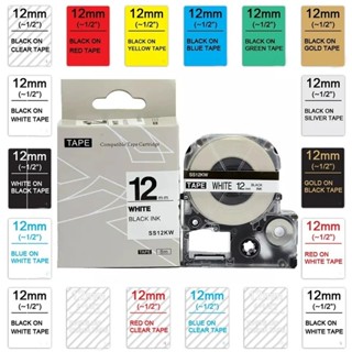  6   9   12mm Tương thích cho băng nhãn EPSON SS12KW LC-4WBN 12mm Refill LabelWorks   Máy in nhãn KingJim TepraPro LW-300 LW-400 LW-500 LW-600P LW-700 LW-900P SR-R7900P SR3900C SR530 