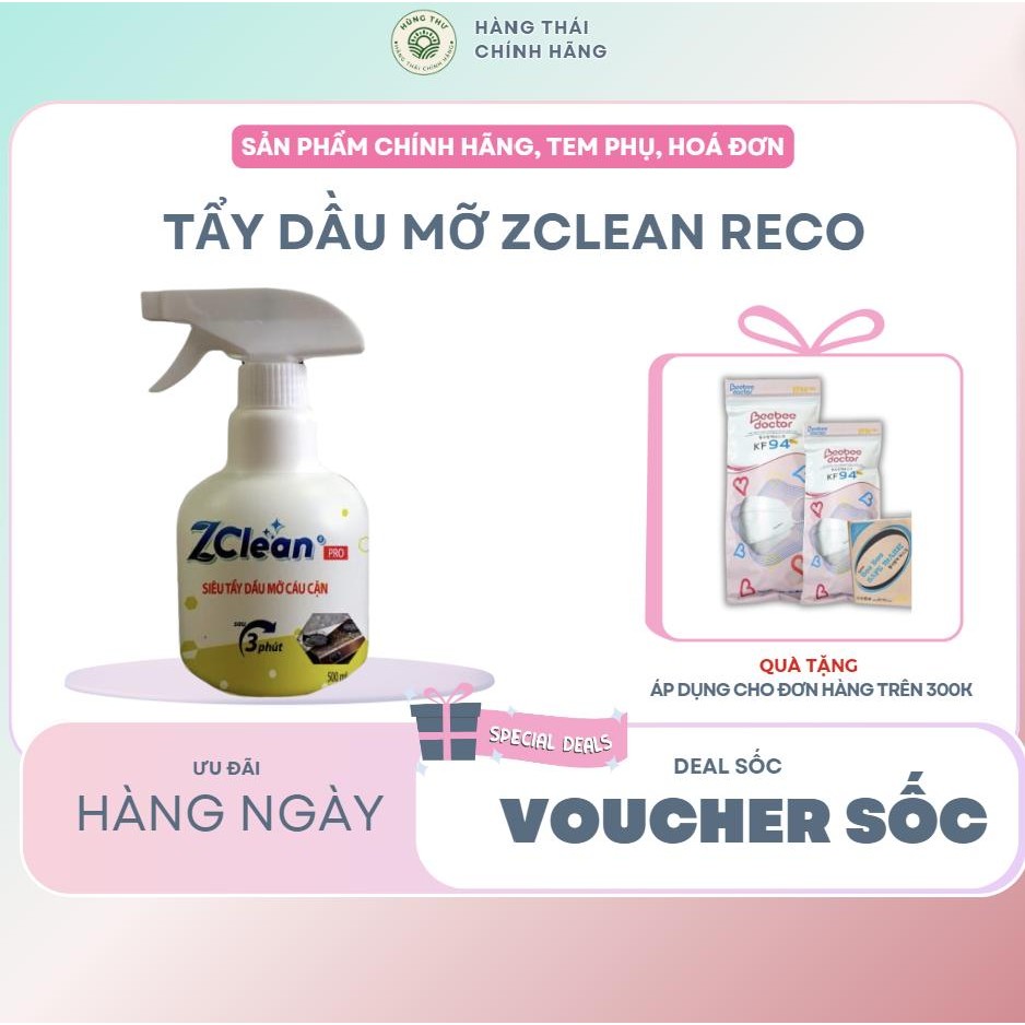 Tẩy dầu mỡ Zclean RECO 500ml Làm Sạch Kem