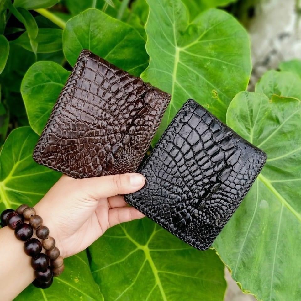 Ví Da Cá Sấu Thủ Công 1 Mặt | Ví Cá Sấu Đan Viền