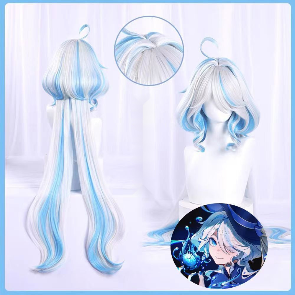 Genshin Impact Focalors Furina Cosplay Tóc giả Da đầu nhân tạo