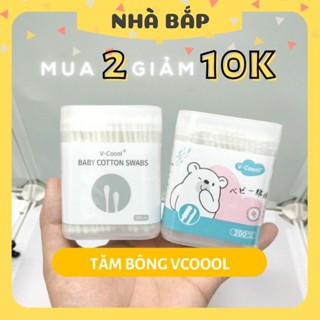 Tăm bông sơ sinh VCool (Hộp 200 que) Kháng Khuẩn Vệ Sinh Tai Mắt Mũi Cho Bé Sơ Sinh - Nhà Bắp Store