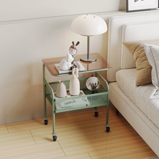 Kem Di Động Sofa Xe Đẩy Mini Sáng Tạo Bánh Xe Đầu Giường Đơn Giản Bàn Cà Phê Phòng Khách Nhà Giá KínhChế Tác Tỉ Mỉ