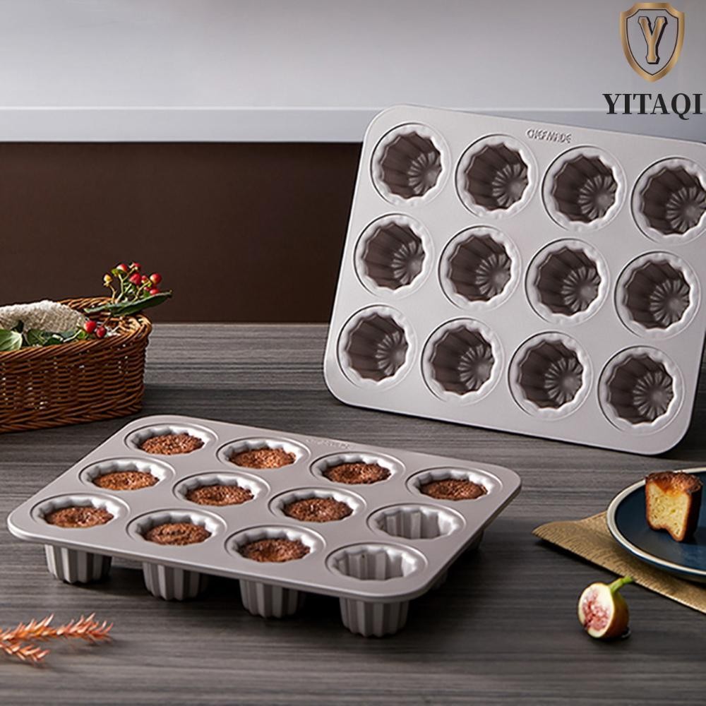 Yitaqi Canele Khuôn 12 Khoang Máy Nướng Bánh Muffin Custard Bánh Ngọt Chảo