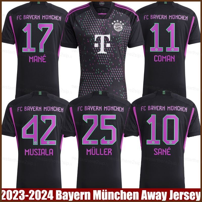 Np2 2023-2024 Áo sân khách Bayern Munchen Muller Mane Sane Kimmich Musiala Coman Áo thun bóng đá Plu