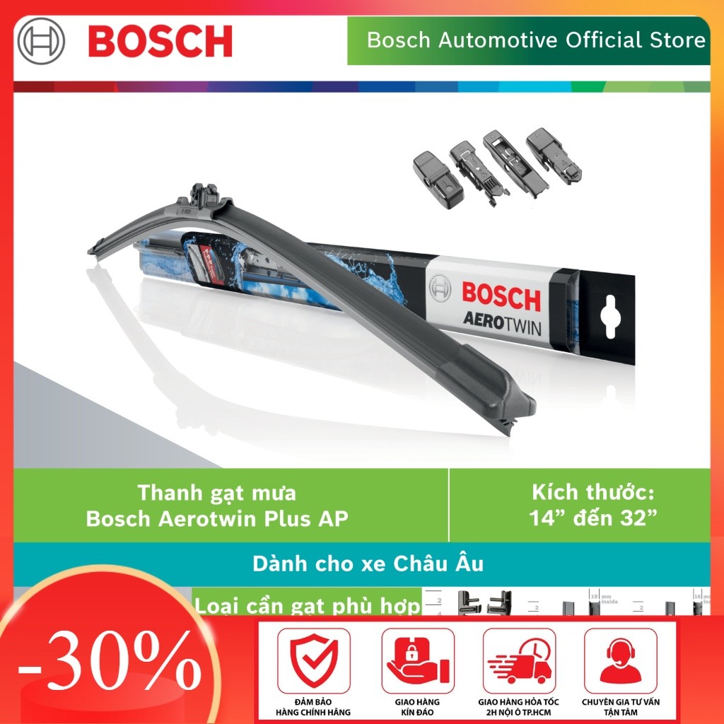 gạt mưa BOSCH AERO TWIN PLUS xương mềm cao cấp , chuyên dụng các dòng xe nhập khẩu , hàng chính hãng