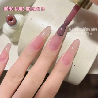  Sơn Gel Màu Thạch Hồng Nude XEIJAYI Số 17 Đậm Mướt Lót Base Làm Nail Siêu Đẹp Lên Móng Chuẩn Màu 
