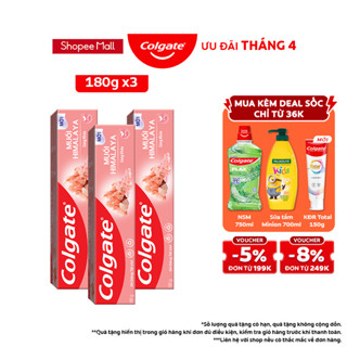 Bộ 3 Kem đánh răng Colgate thiên nhiên từ muối hồng Himalaya cho răng sáng khỏe 180G