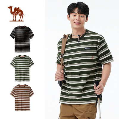 CAMEL CROWN  Sọc Quần Áo Nam Tính Khí Ngắn Tay Rời Top Áo polo Thường Ngày