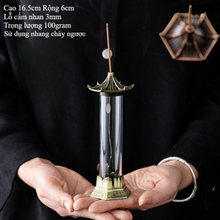  Lư Hương Lục Giác Đình Khói Chảy Ngược 16.5cm Sử Dụng Nhang Không Lõi Lò Đốt Trầm Hương Vạn Thọ - Lỗ Cấm Nhan Hương 3mm 