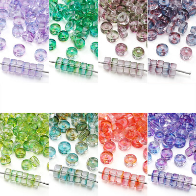 Beadia 40-80 miếng 6x3mm Kính Hai Màu Cắt Chữ Thập Hạt Phẳng Cho DIY Vòng Tay Vòng Cổ Bông Tai Phụ Kiện Trang Sức