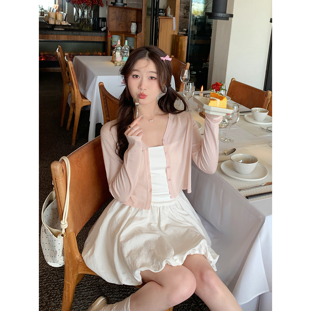 YAYUAN Áo len dệt kim chống nắng màu vàng nhạt dành cho nữ Áo khoác ngắn phong cách phương Tây | BigBuy360 - bigbuy360.vn