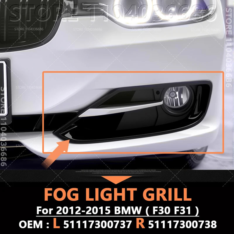 Dành Cho 2012-2015 BMW 320i 320iX 328d 328dX (F30 F31) Cản Trước Sương Mù Lưới Tản Nhiệt Viền Bao 51