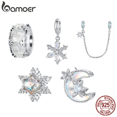 Bamoer 925 Sterling Sliver Charm Tuyết Ice Crystal Mùa Đông Mặt Dây Chuyền Phụ Kiện Series Cho Vòng Tay