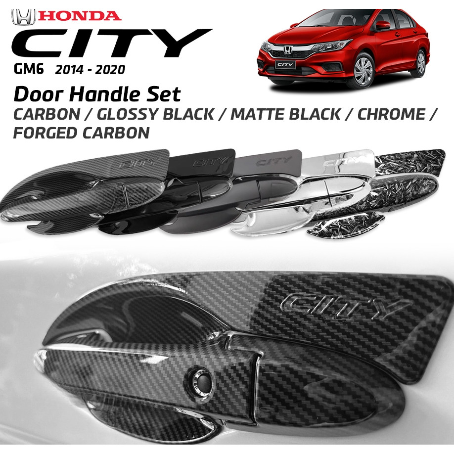 Honda City GM6 2014 - 2020 Cửa Bát Tay Nắm Cửa Phụ Kiện Ô Tô Họa Tiết Carbon / Đen